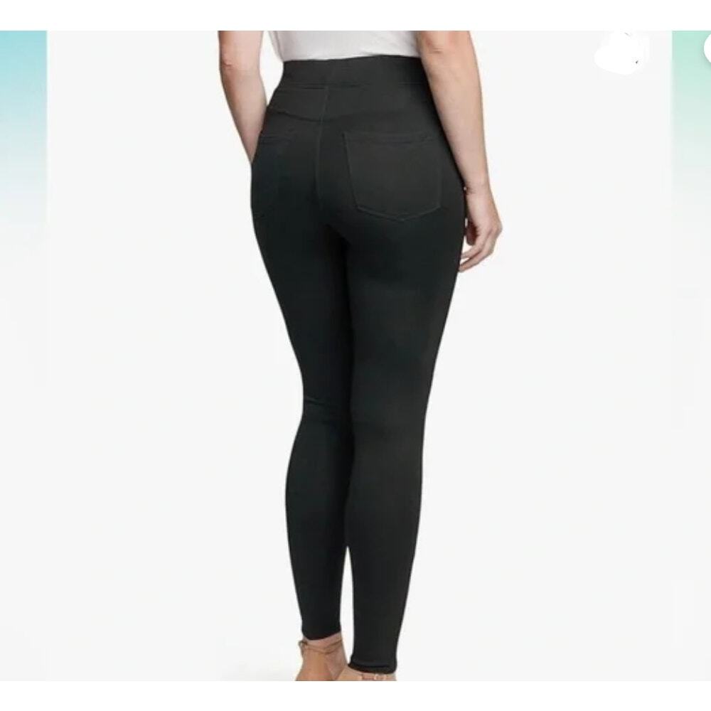 Seven7 Black Pull on Legging Ponte 4 Way Stretch Pants Scallop Hem, Sz S